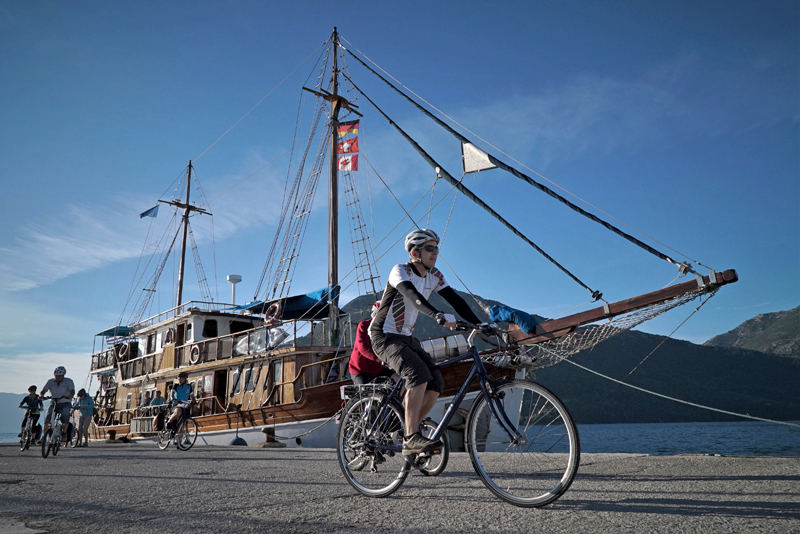 Bikers leaving the Panagiota