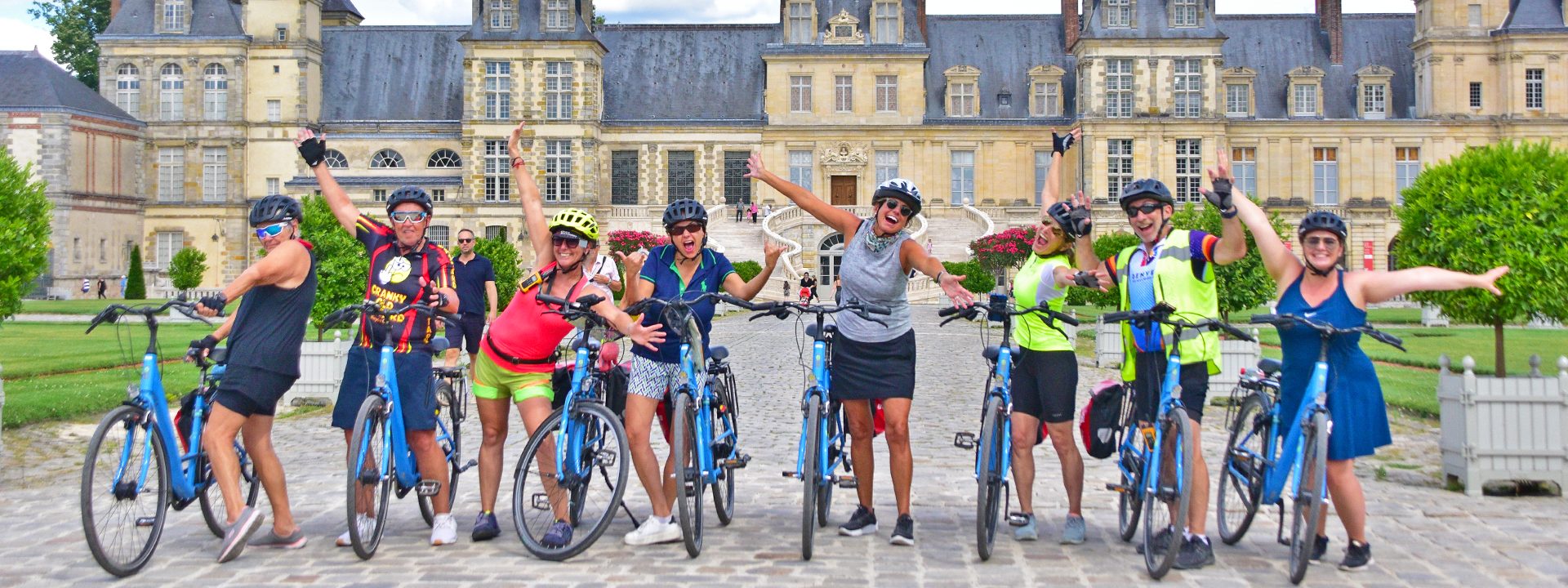 Cyclists having fun on the tour