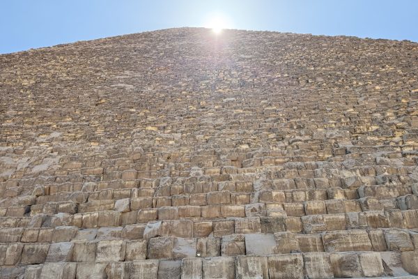 Looking up at large pyramid